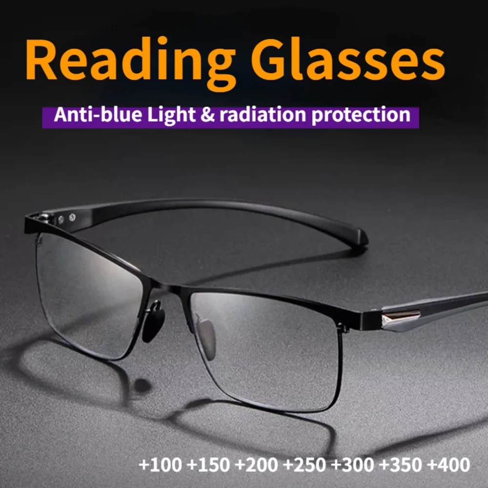 

FG Blue light proof half frame business presbyopia glasses man +1.0-+4.0