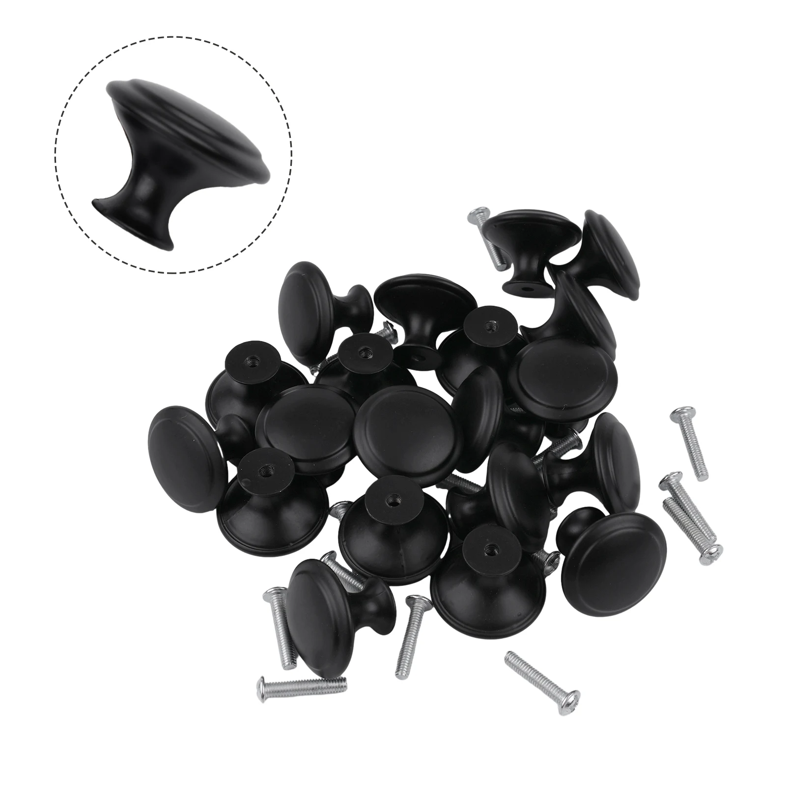 

20 Pcs Door Knobs Cabinet Handles With Screws Cupboard Drawer Kitchen Bathroom Stainless Steel Black Cabinet Doors Fittings