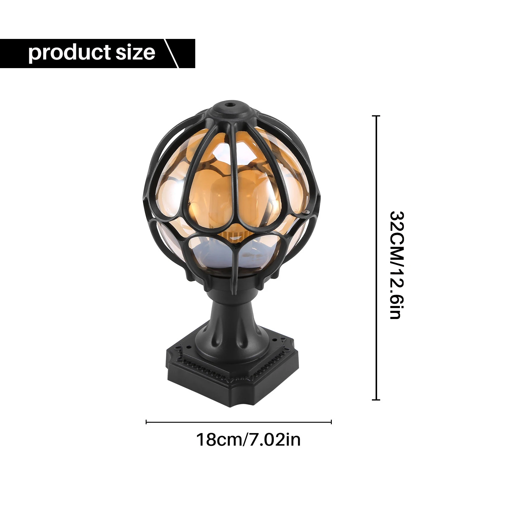 AB33-1Pcs Outdoor Pillar Lamp Globe Glass Shade Door Post Lamp Waterproof Antique Lighting Rainproof Pillar Light