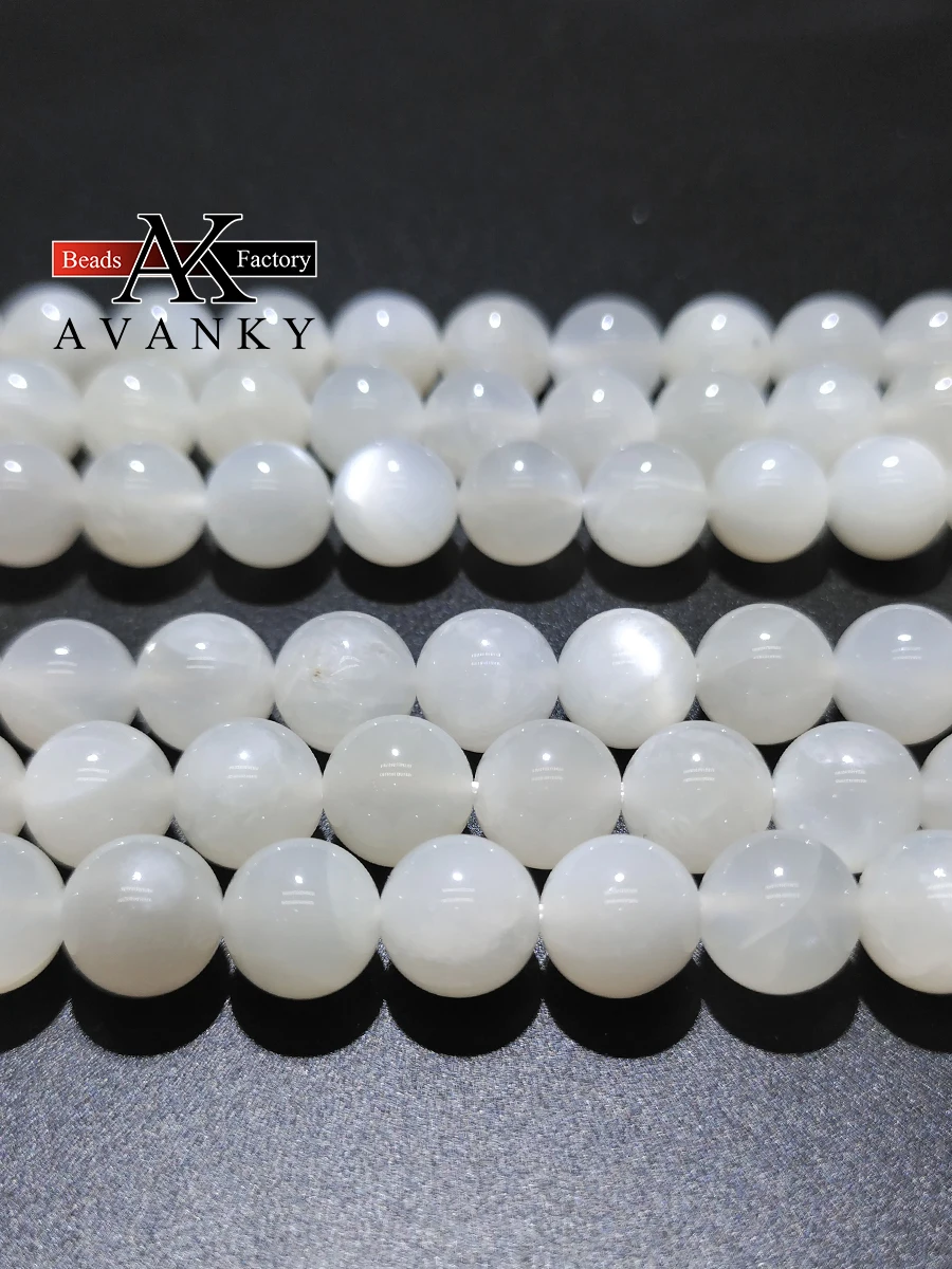 6-10mm Natural Gem Stone White Moonstone For Jewelry Making Faceted Round Spacer Beads Diy Bracelets Necklace Accessories 15