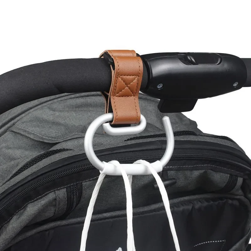 PU Leather Stroller Hooks Rotate 360 Degrees Multifunctional Leather Hooks For Bags Stroller Accessories Christmas Gift