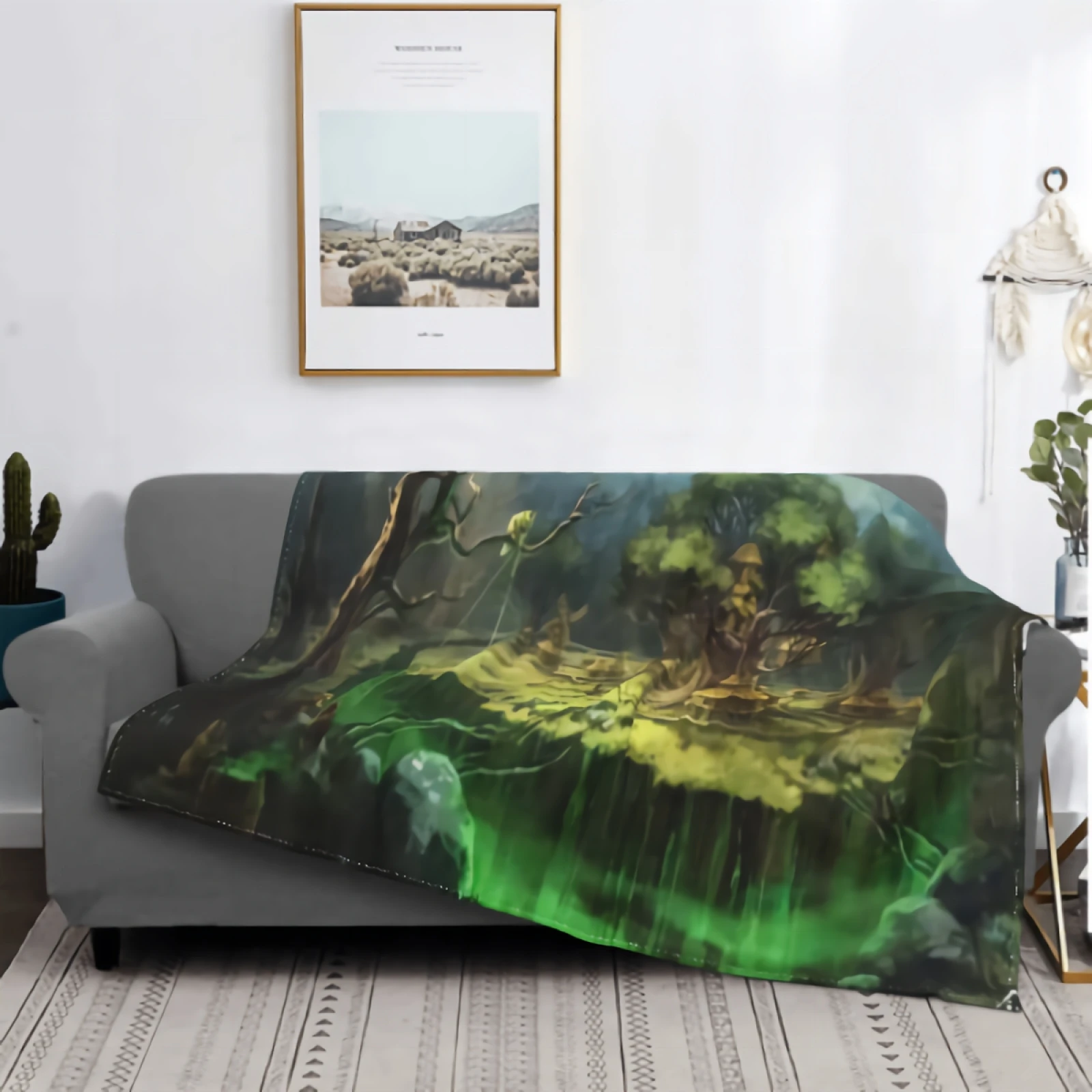 

Forest Village Flannel Fleece Blanket for Couch Super Soft Cozy Plush Microfiber Fluffy Blanket Lightweight Warm Bed Blanket
