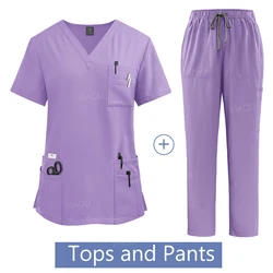 Women's Medical Suit: Surgical Gown & Lab Coat with Pockets - Soft Nursing & Veterinary Uniform Scrubs - XXL (42168-Light purple)