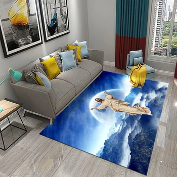 Jesus Carpet Believer Pray Mat Non-slip Rug for Living Room Bedroom Bathroom Decor Entrance Doormat Religious Theme Floor Mat