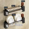 Punch-free Kitchen Organizer Dish Rack Wall-mounted Multifunction Drain Dish Kitchen Gadgets Accessories Tableware Holder 1