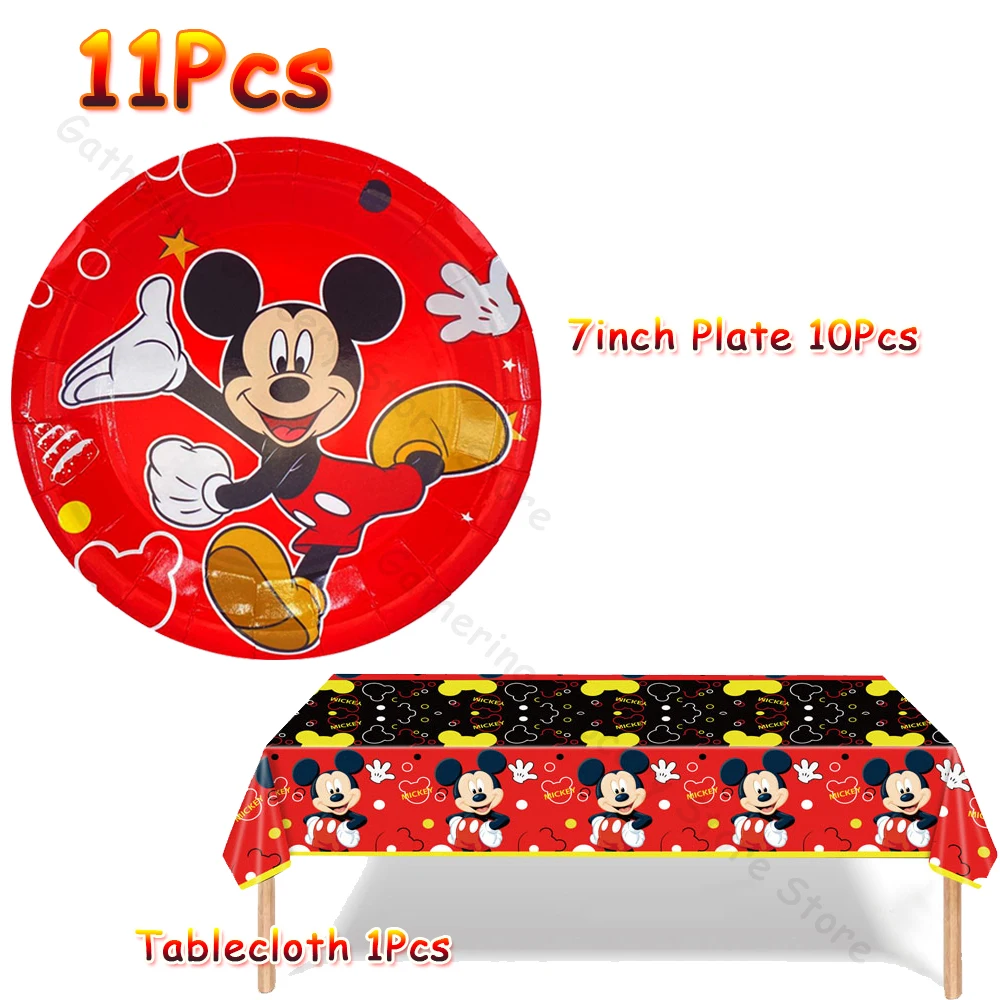 

Mickey Mouse Adult DIY Party Decoration Red Black Anime Figure Kid Birthday Tableware Set Party Decoration Plate Ballon Toy Gift
