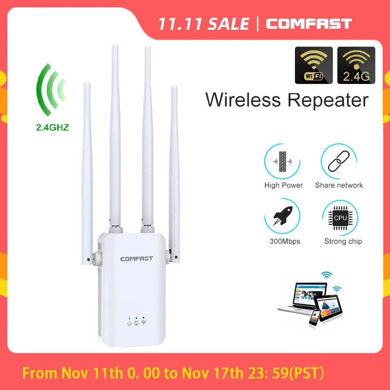 HomeWifiRepeater3002100Mbps4AntennasWifiRangeExtenderSignal2