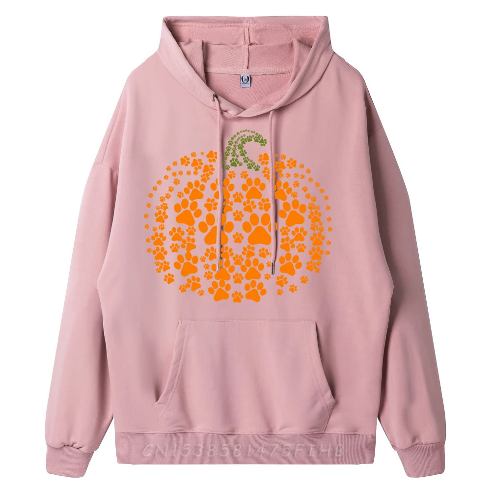 Men Discount Gift Idea Hoodies O Neck Labor Day Hoodies Graphic long Sleeve Pumpkin Dog Cat Paw Print Sweatshirts Pumpkin Dog Cat Paw Print Halloween Pet Lover oufen