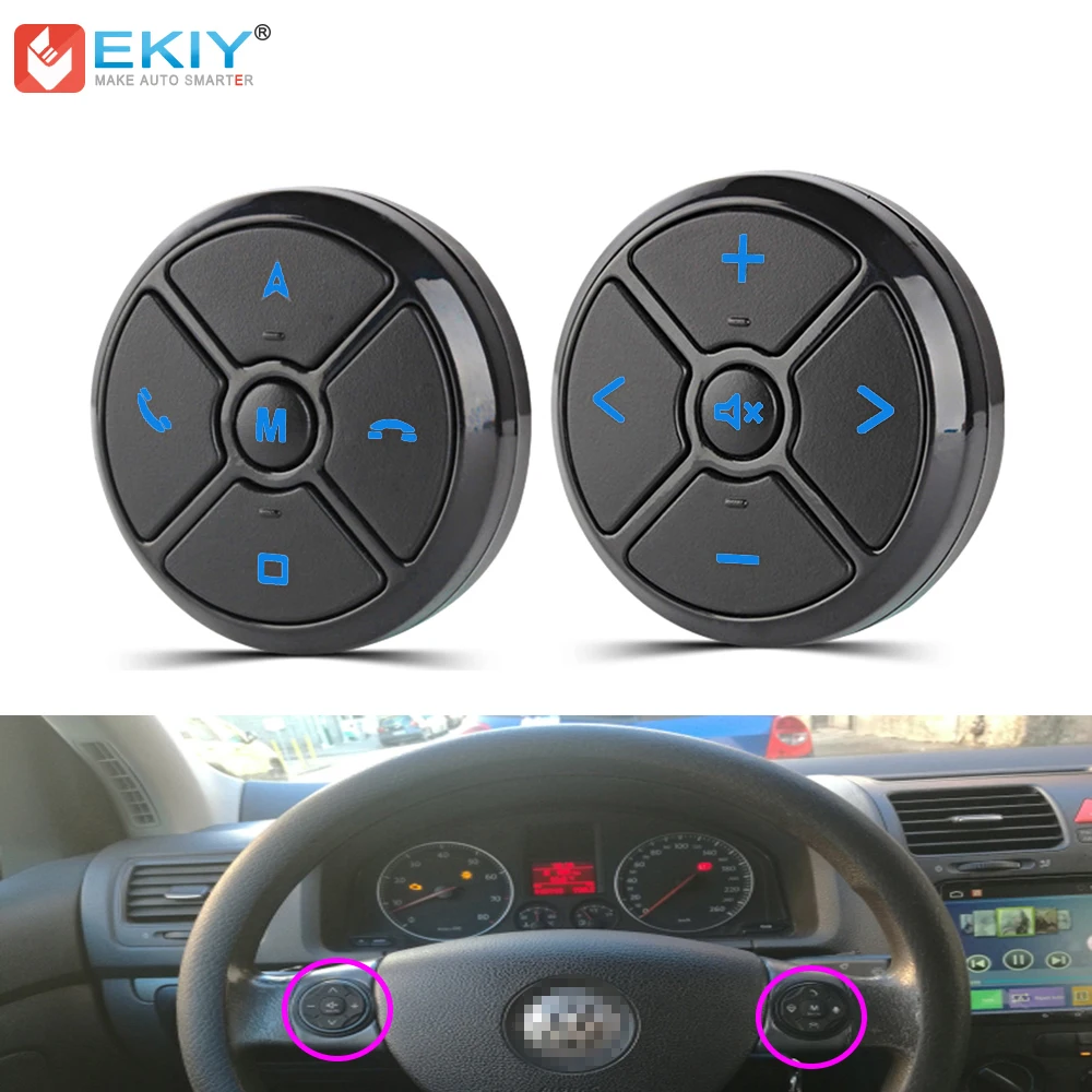 EKIY Car Universal Steering Wheel Control Key Smart Wireless Remote Control Button for Car Navigation DVD Steering Control