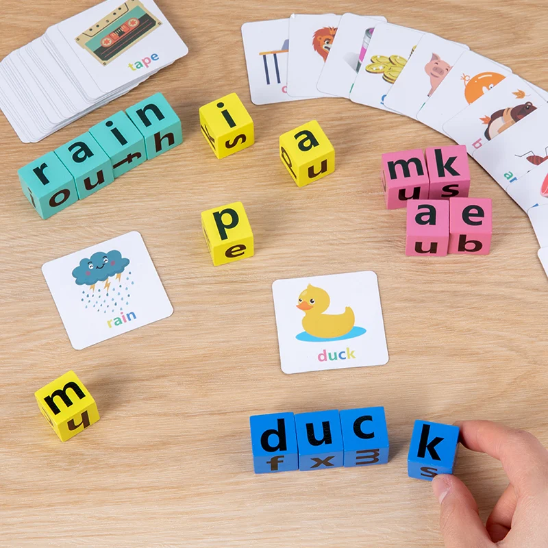 Children Early Enlightenment Training Parent-Child Plays Fun Spelling English Words Game Baby Learning Education Toy Wood Blocks featherscape fractal jigsaw puzzle custom wooden gift wood name custom child game children puzzle