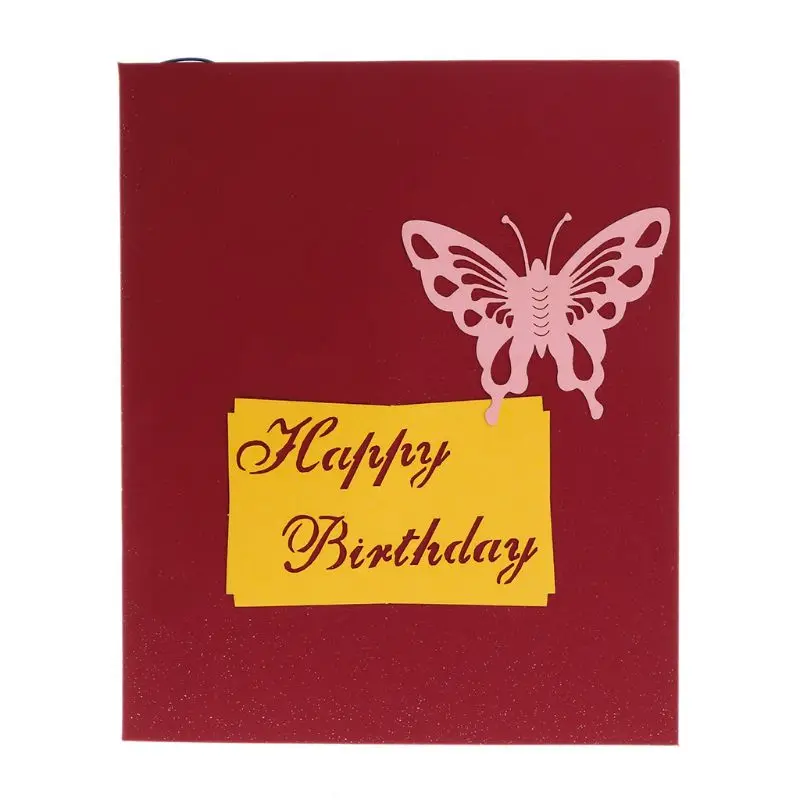 

3D for Pop Up Greeting Card Happy Birthday Cake Music LED Postcard with Envelope