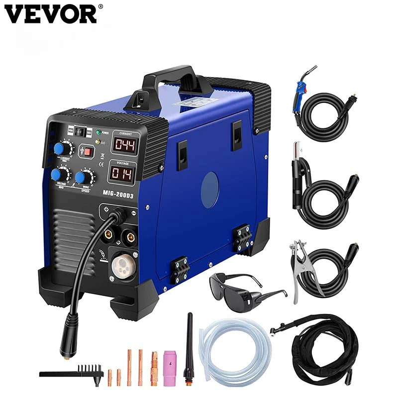 Vevor 3 In 1 Saldatrice Combinata Mig/Mma/ Tig-200 Saldatrice Inverter 200Amp Saldatrice A Punti Combinata Acciaio E Ferro Riparazione Alluminio