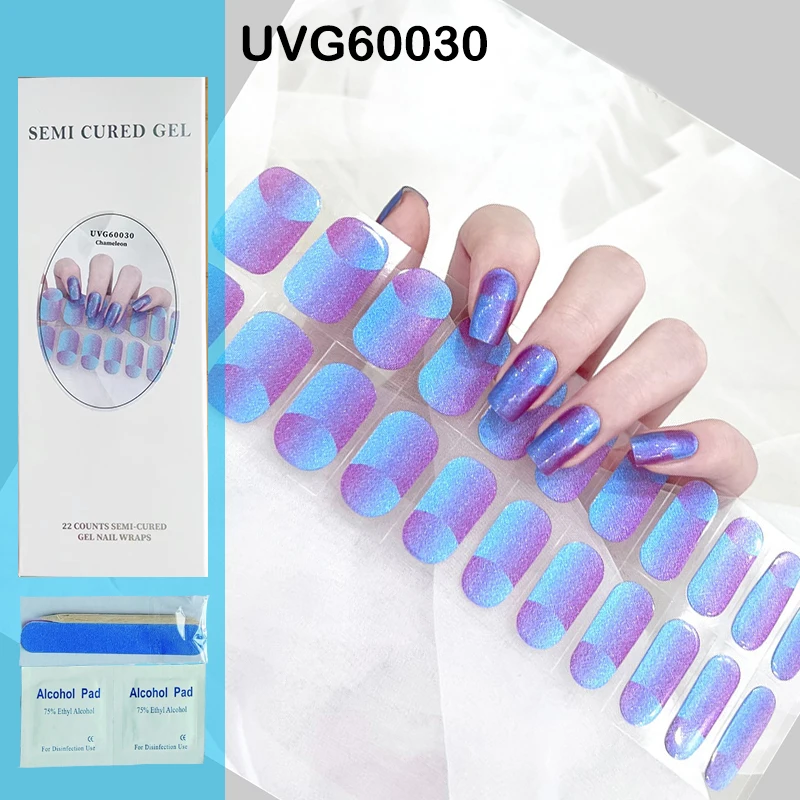 

22 Strips Semi Cured Gel Nail Stickers for UV Lamp Designer Adhesive Autumn Nail Gel Wraps Manicure Fashion UV Lamp Nail Slide