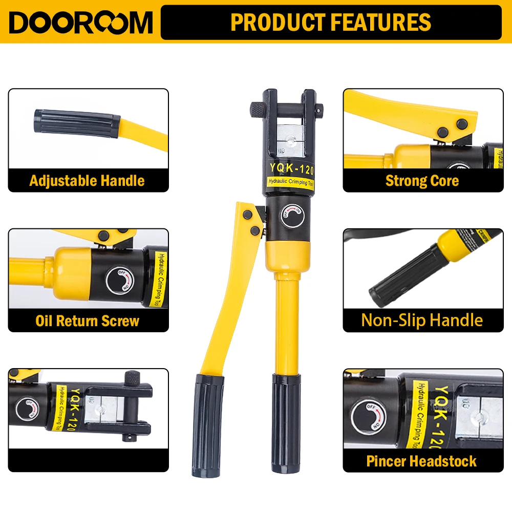 DOOROOM Hydraulic Crimping Tool Cable Lug Crimper Plier Hydraulic Compression Tool YQK-120 Pressure 16-300mm Pressure Cable 3