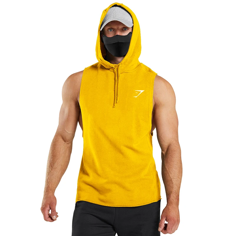 

Summer and Autumn New Men's Casual Sweater Brand High Quality Solid Color Hooded Sleeveless Outdoor Sports and Fitness Top