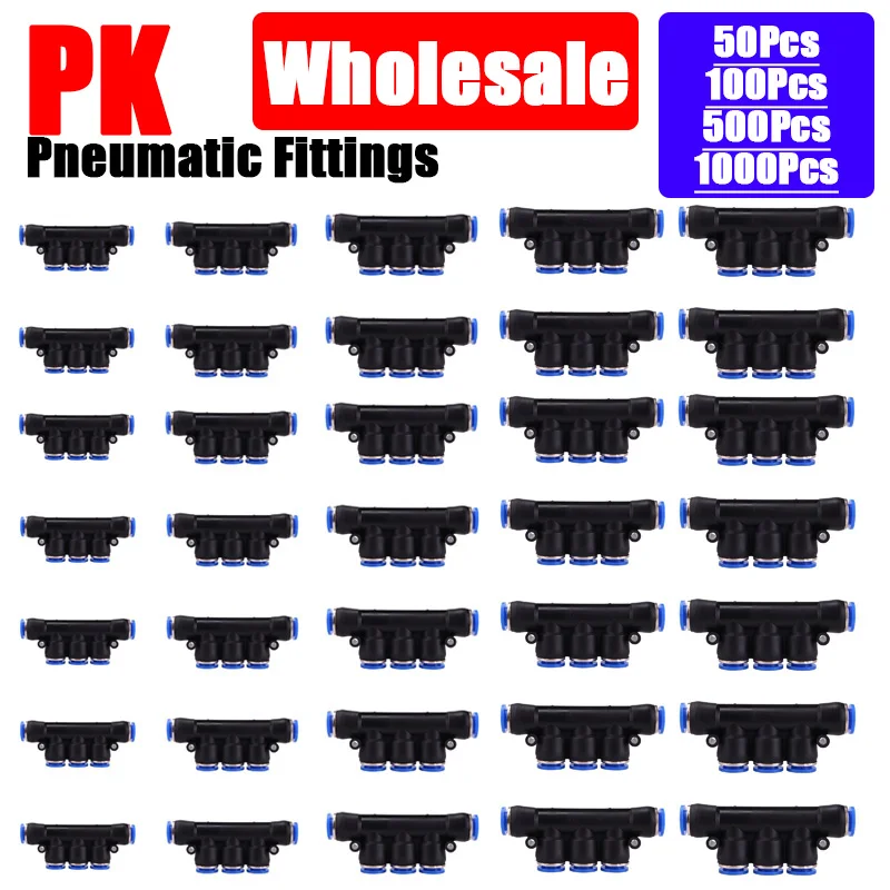 Wholesale Air Pneumatic Fittings PK 4mm 6mm 8mm 10mm 12mm Plastic Fitting 5way Hose Pipe Quick Release Couplings Connector