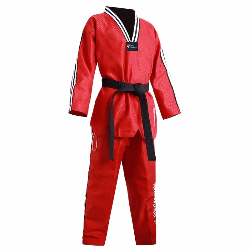 TaekwondoMartialArtsStudentLightweightVNeckUniformRedColor