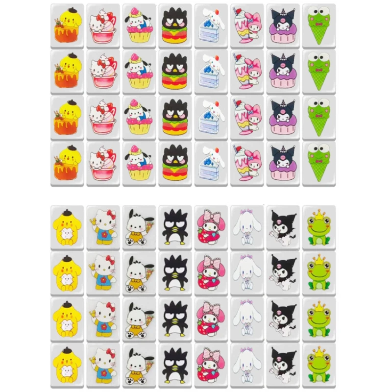 

30mm Sanrio Mahjong Tiles Hello Kitty Seaside Escape Game Tiktok Popular Double Play Party Puzzle Toy Kawaii Mahjong Juego Gift