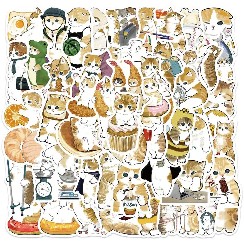 64Pcs Kawaii Mofusand Graffiti Stickers Cartoon Style 64 Valigia Decorativa Non Ripetuta Chitarra Notebook Adesivi Impermeabili