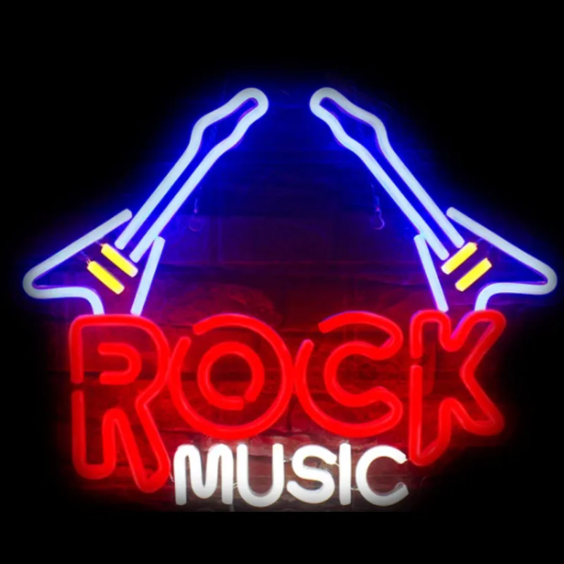 

Rock Music Neon Sign Guitar Neon Lights Signs Live Music for Music Studio Rock Music Concert Bar Club Wedding Party Neon Decor