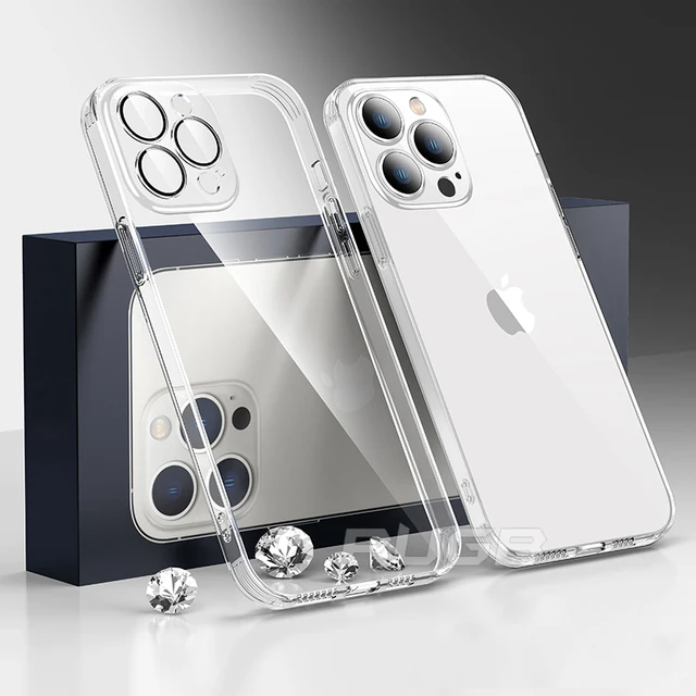 Luxury Lens Protector Transparent Silicone Case For iPhone 13 12 11 Pro Max Mini X XS XR Plated Color Soft Slim Shockproof Cover transparent