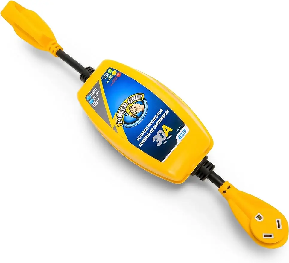 

Camco Power Grip жиклер/RV 30-Amp Предохранитель напряжения | Характеристики интегрированной защиты от перенапряжения до 2800 Joules