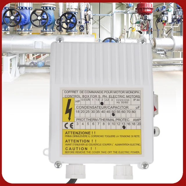 กล่องควบคุมปั๊มพร้อมวงจรป้องกันความร้อนในตัวสำหรับปั๊มจุ่มใต้น้ำในบ่อลึกสำหรับใช้ในครัวเรือน 1