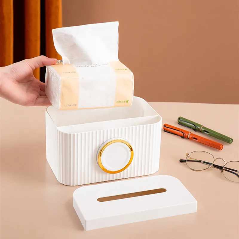 Multifunctional Tissue Boxes Cover Napkin Phone Holder Home Office Organization Pen Remote Storage Wipes Case Desk Organizer_voghion.com