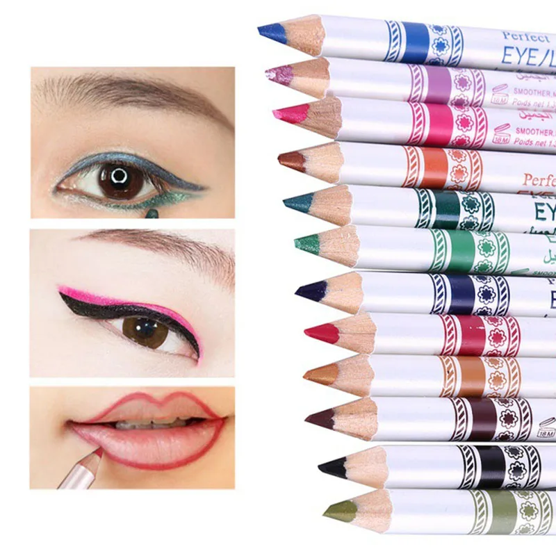 12pcs/set Colored Eyeliner Pen Kit Mixed Colors Lip Liner Eyeshadow Pen