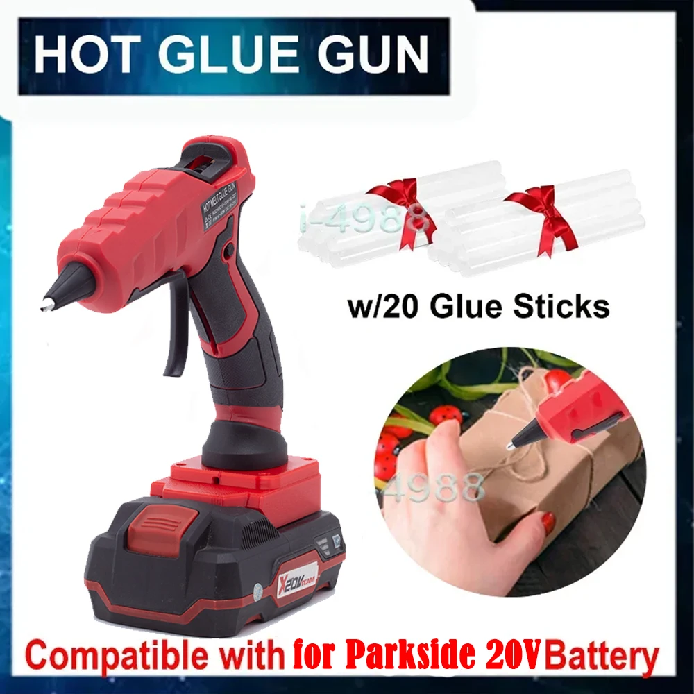 Cordless Hot Glue Gun for Lidl Parkside X20V  Lithium Battery Kit W/ 10Pcs 7mm Glue Sticks DIY Electric Heat Repair Tool 25 500pcs 18650 21700 li ion battery insulation gasket 1s 8s pack cell barley adhesive paper insulate tool glue electrode pads