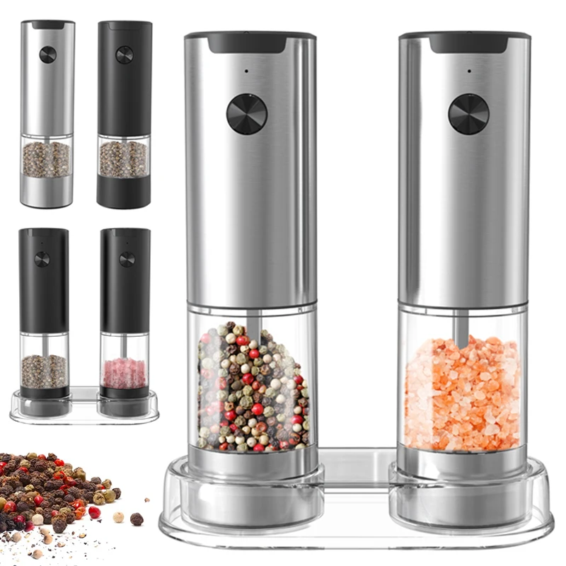 Salt And Pepper Grinder Electric Adjustable Coarseness Refillable Mills Battery Powered Kitchen Gadget Tool