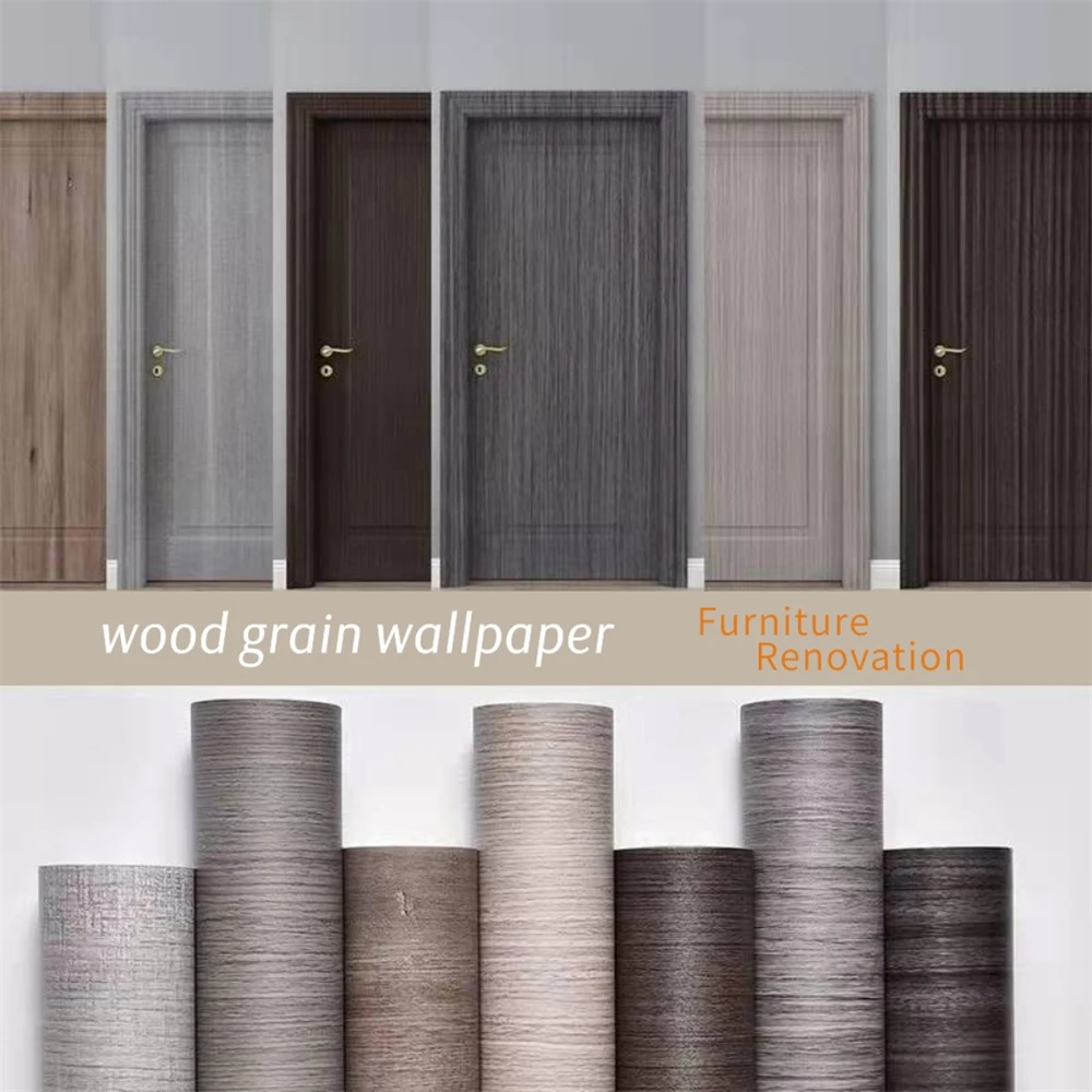 55cm Width Self-Adhesive PVC Wallpaper Roll Wood Grain Vinyl Decorative Film for DIY Home Decor Furniture Cabinet Desk Stickers