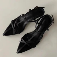 Women Sandal Summer New Fashion Narrow Band Ladies Gladiator Shoes Thin Low Heel Ankle Strap Dress Party Shoes - Image 5