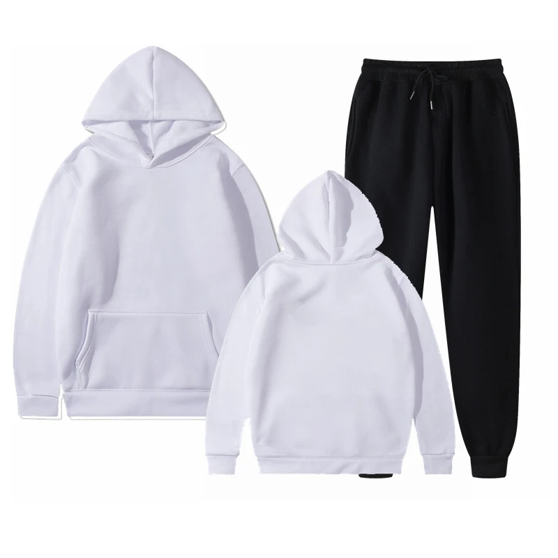 Men Sets Hoodie+Pants Two-Pieces Casual Solid Color SweatSuit Men Fashion Sportswear Brand Set Tracksuit Women Plus Size Clothes