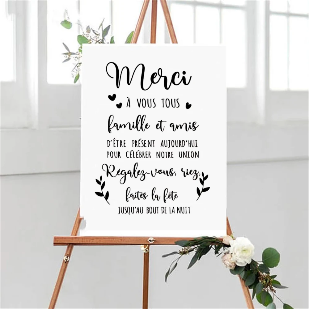 

Wedding Board Wall Stickers Vinyl Merci To Family And Friends Mirror Decal Wedding Dancing Floor Décor Enjoy Party Mural DW14038