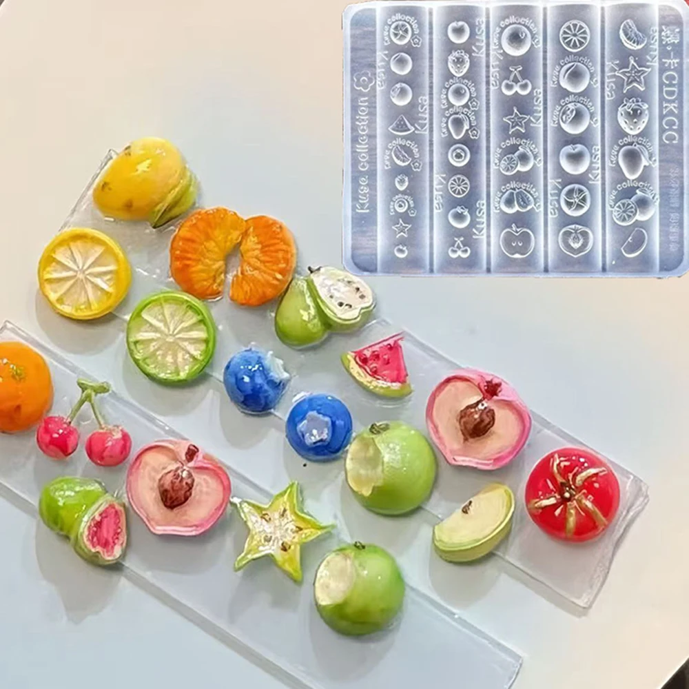 투명 체리 사과 모양 실리콘 네일 몰드, 홈 네일 참 제작 공예 도구, 레진 DIY 매니큐어 용품, 투명 장식
