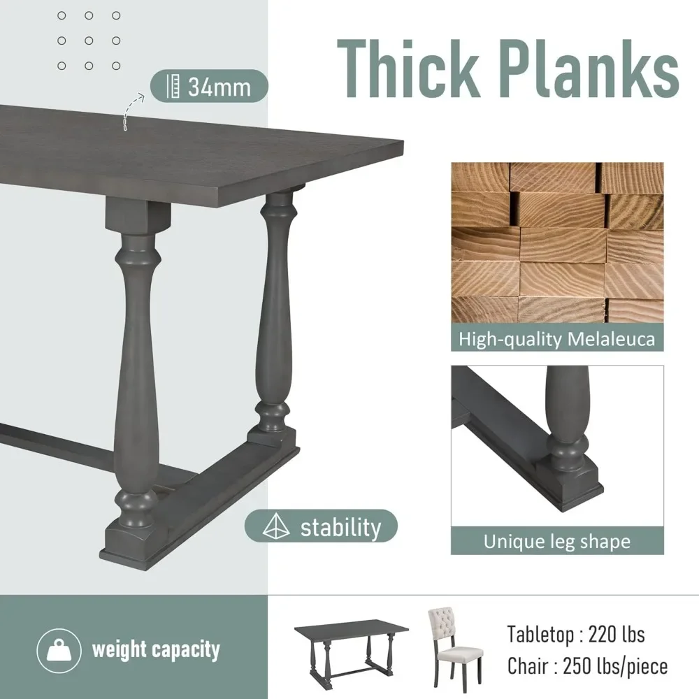 6-Piece Dining Table Set with Bench 4