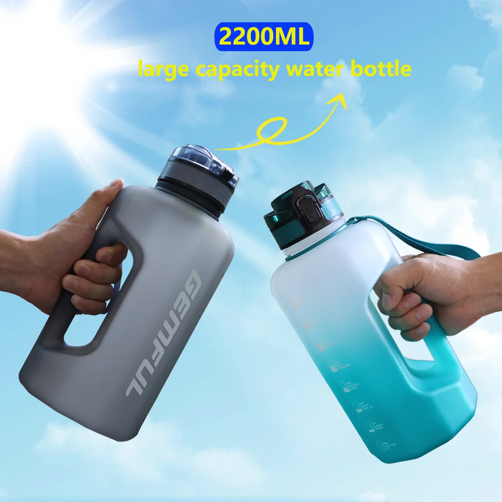 Seekua 1 litro grande Botella Agua Cristal 1l Botella Gimnasio Vidrio  Deportiva con Pajita y Marca de Tiempo sin bpa : : Deportes y aire  libre