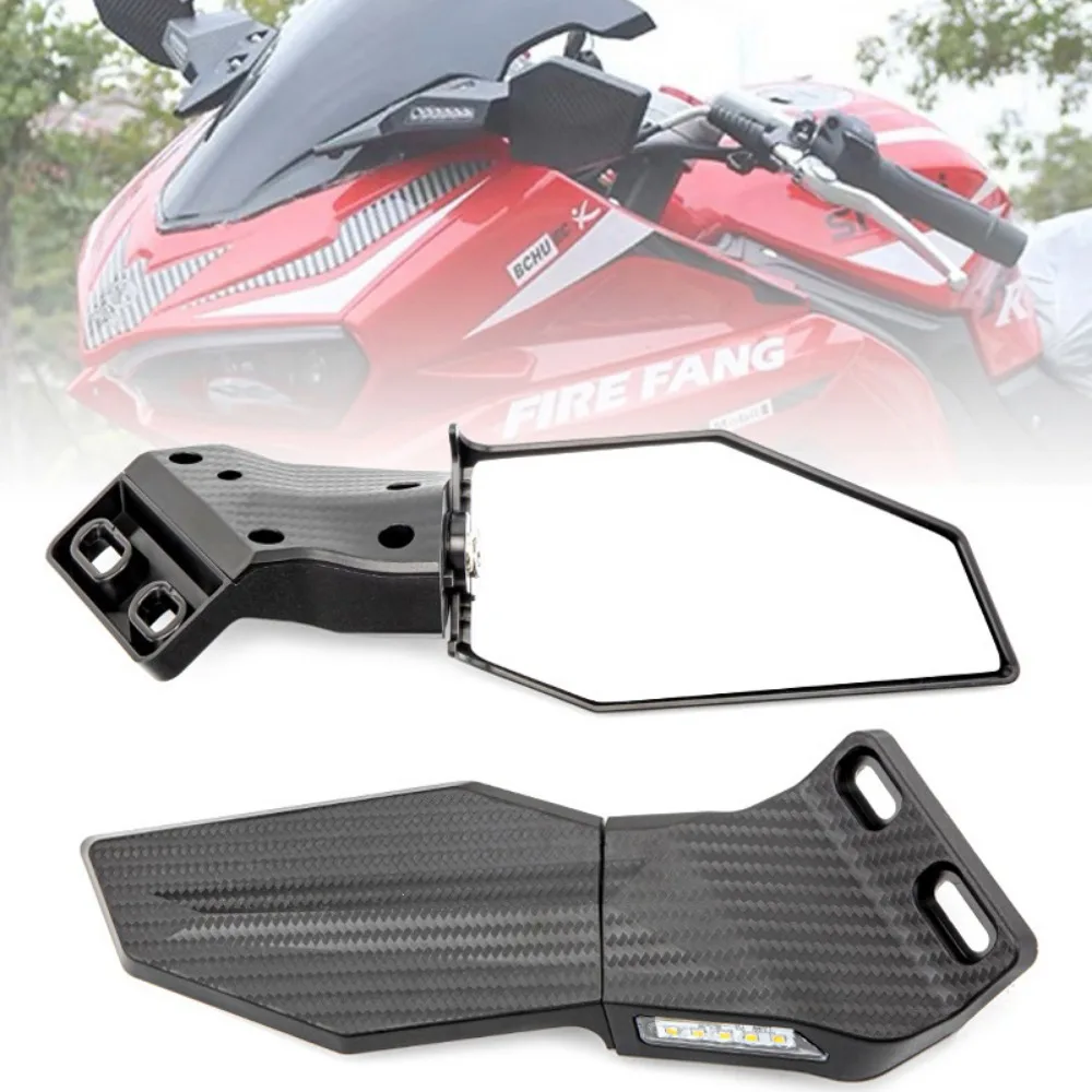 CFMOTO 450 SR 450SR Yamaha Kawasaki Ninja 400 Ducati 용 방향 지시등이있는 한 쌍의 오토바이 윈드 윙 사이드 백미러