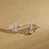 Spider Web Stud Earrings Personalized Creative Design Silver Color Earrings Halloween Mesh Ear Popular Decoration Jewelry Gifts 1