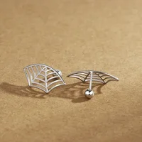 Spider Web Stud Earrings Personalized Creative Design Silver Color Earrings Halloween Mesh Ear Popular Decoration Jewelry Gifts 1
