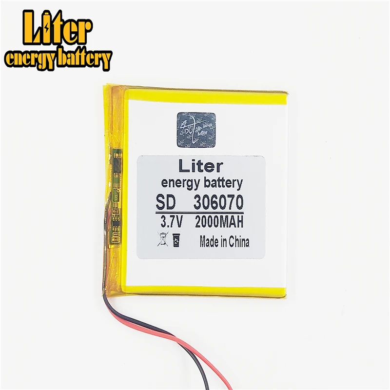 

306070 3.7V 2000mAh Rechargeable li Polymer Battery For PSP PDA GPS DVR E-Book Tablet PC Power Bank Wexler Book E6005