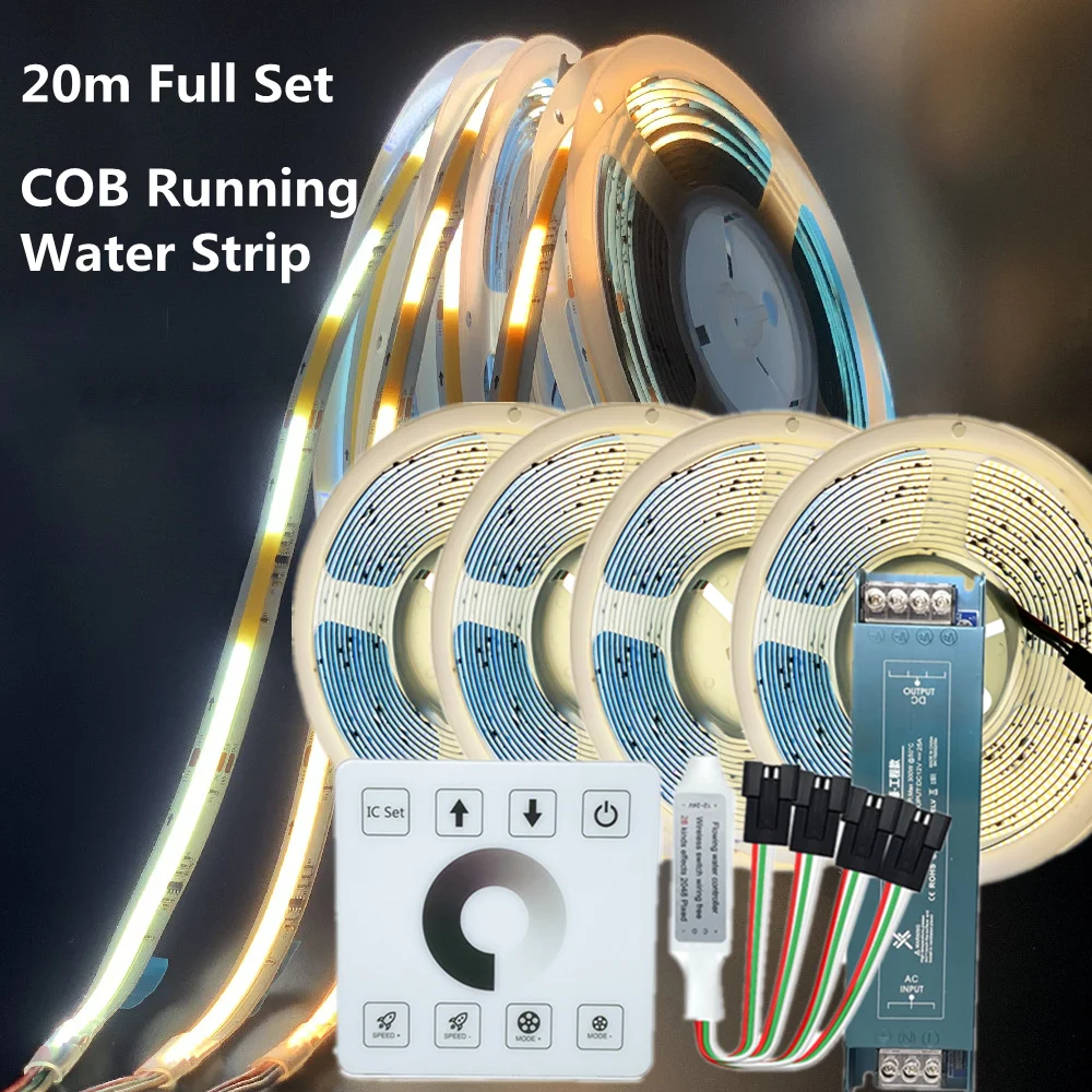 

WS2811 COB Running Water LED Strip Light Flowing Horse Race Chasing Pixel Tape DC24V 360LEDs/m Flexible Cool Natural Warm White