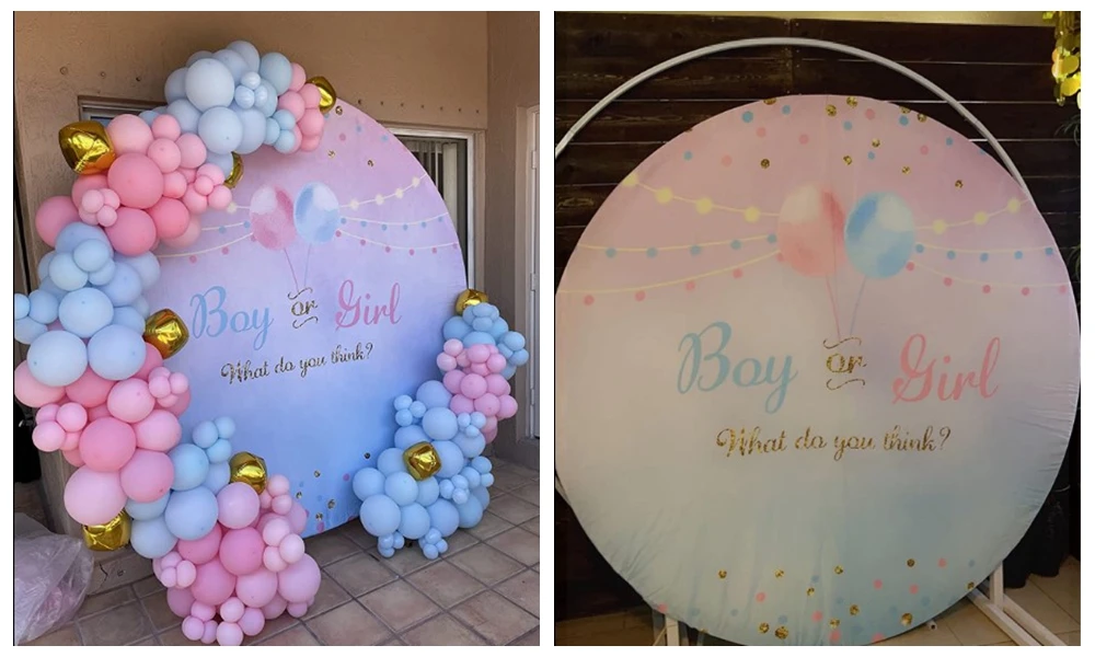 Revelar Festa, Círculo de Balão, Menino ou Menina Photocall, Baby Shower