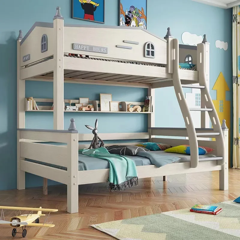 

Children's upper and lower bunks, double layer solid wood double bed drawers, combination steps, ladder cabinets