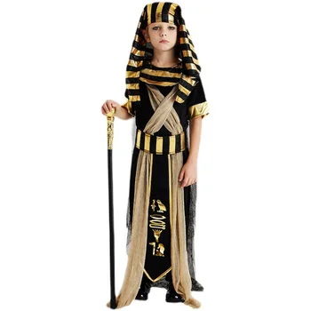Halloween Cosplay Boy Girl Ancient Egypt Egyptian Pharaoh Cleopatra Prince Princess Costume Kids Stage Performance Costumes