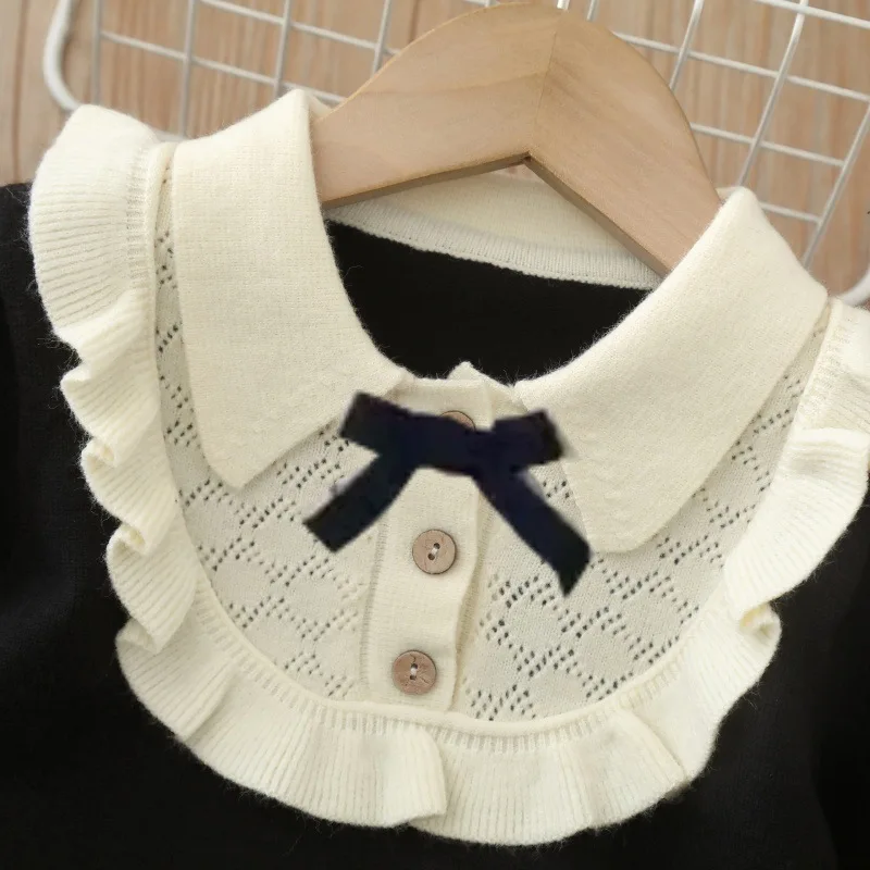 Autumn Kids Knit Sweater Dress Breathable Preppy Style