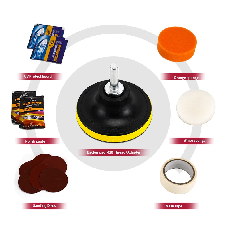 Lamp Lens Scratches Paste Repair Removal Set Restorer Headlight Polishing Kit Car Plastic Light Restoration Cleaning