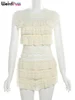 Weird Puss Sexy Tierred Women 2Piece Set Summer Elegant Thin Ruffles Tnak Top+Shorts Skirts Midnight Concert Party Matching Suit 6