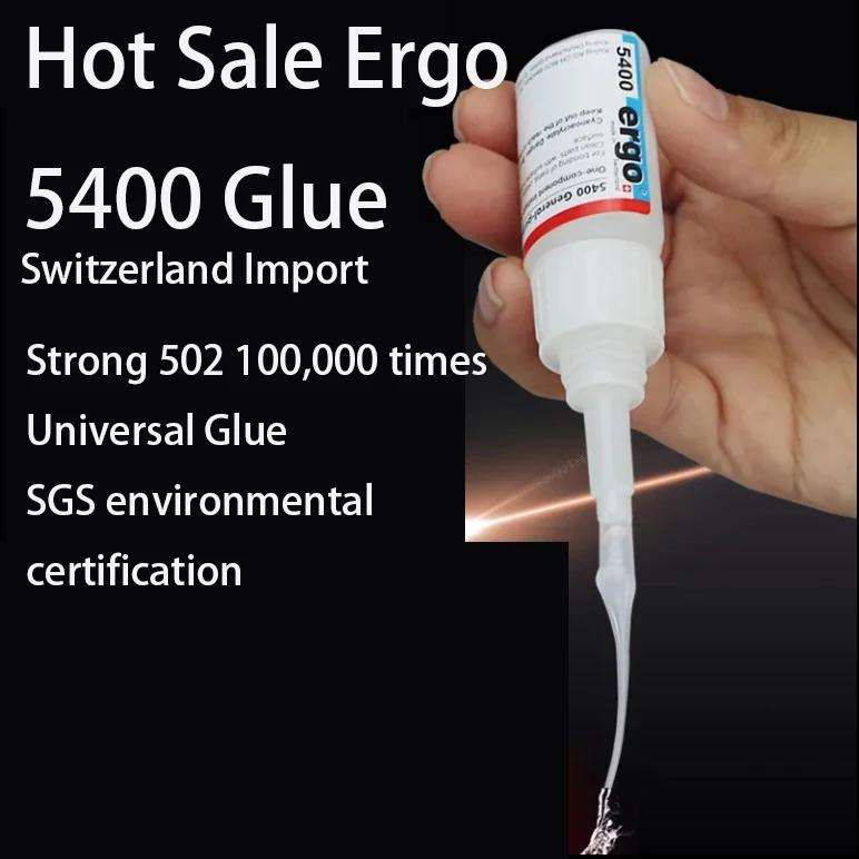 스위스 Ergo 5400 강력한 빠른 건조 접착제, 투명 접착제, 금속 플라스틱 세라믹 목재 502 접착제, 10g, 2pc